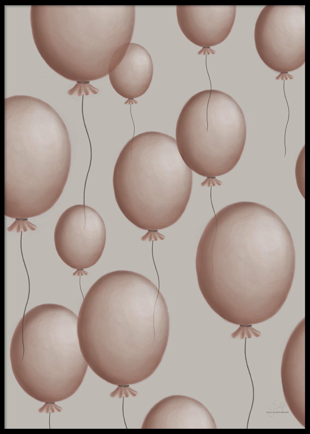 Pink Balloons Poster 50x70